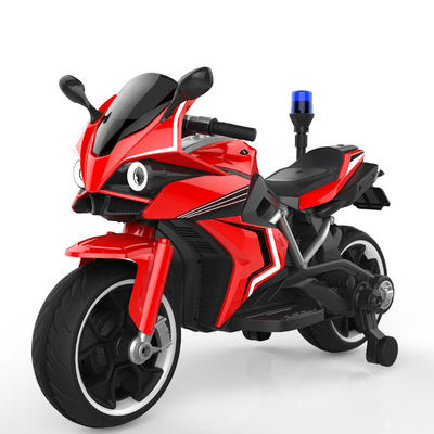 Crianças a andar de motocicleta eléctrica na polícia Carro com arranque com toque único e luzes da polícia