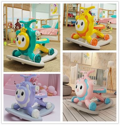 Scooter rosa multifuncional para crianças com função de caminhador e design de sacudir um cavalo