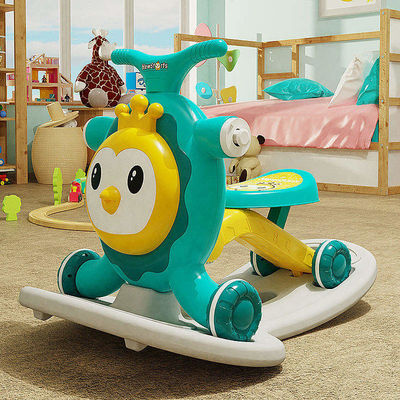 Scooter rosa multifuncional para crianças com função de caminhador e design de sacudir um cavalo