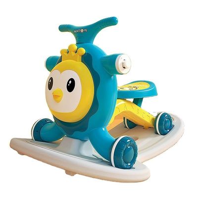 Scooter rosa multifuncional para crianças com função de caminhador e design de sacudir um cavalo