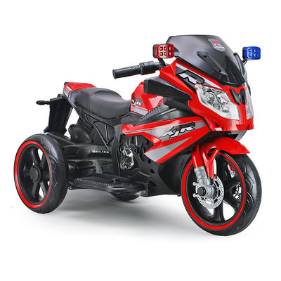 Três rodas elétricas de motocicleta fora de estrada para crianças em vermelho/branco/prateado/preto
