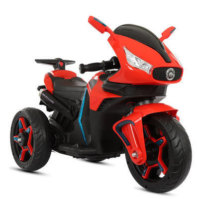 Ride On Toy Bateria infantil Motocicleta de três rodas Brinquedo eletrônico Vermelho/Branco/Azul