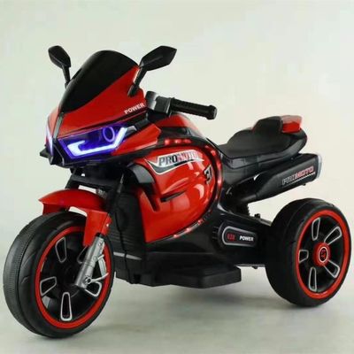 Triciclo de motocicleta elétrica para crianças brancas com luz colorida e motor 380 * 2