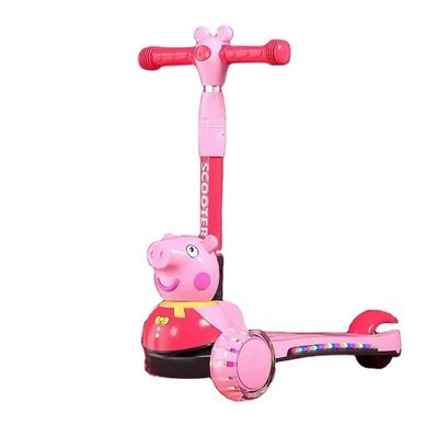 Kids Pedal Skateboard Scooter Carro com função dobrável Iluminação musical e rodas PU