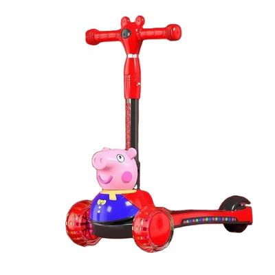 Kids Pedal Skateboard Scooter Carro com função dobrável Iluminação musical e rodas PU