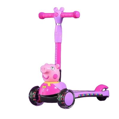 Kids Pedal Skateboard Scooter Carro com função dobrável Iluminação musical e rodas PU