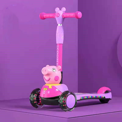 Kids Pedal Skateboard Scooter Carro com função dobrável Iluminação musical e rodas PU