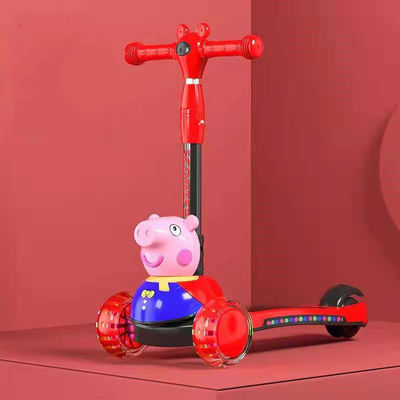 Kids Pedal Skateboard Scooter Carro com função dobrável Iluminação musical e rodas PU