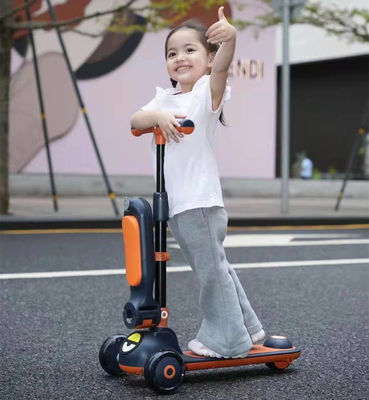 Assento de couro suave 3 rodas passeio em scooter carro para crianças um botão dobrável Neutro de gênero