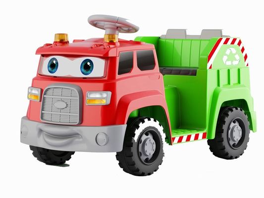Sortes de lixo e efeitos sonoros Olhos rotativos de desenhos animados Passeio em carro elétrico para crianças Feito de material PP