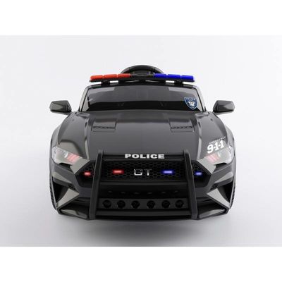 Carro de Polícia Elétrico de 12 V para Crianças Faixa Etária 2-4 Anos Com Luz de Aviso de Controle Remoto e Megafone 2023
