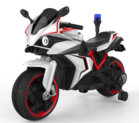 Crianças a andar de motocicleta eléctrica na polícia Carro com arranque com toque único e luzes da polícia