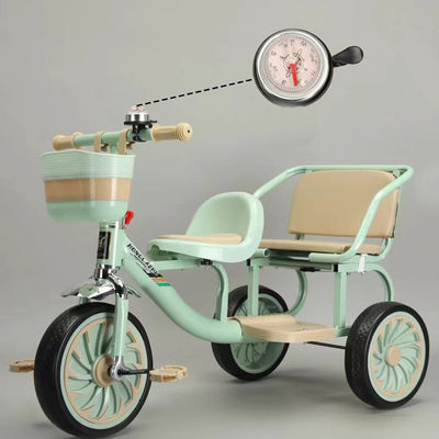 2023 Kids Tricycle Trike com assento de couro macio e moldura de compras frontal dobrável