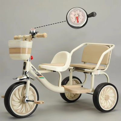 2023 Kids Tricycle Trike com assento de couro macio e moldura de compras frontal dobrável