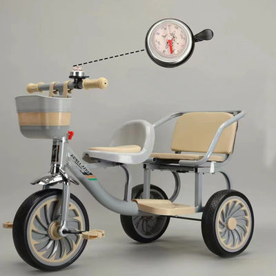 2023 Kids Tricycle Trike com assento de couro macio e moldura de compras frontal dobrável