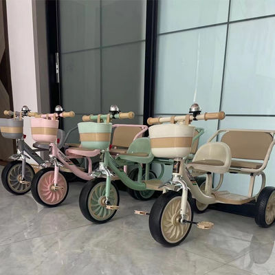 2023 Kids Tricycle Trike com assento de couro macio e moldura de compras frontal dobrável